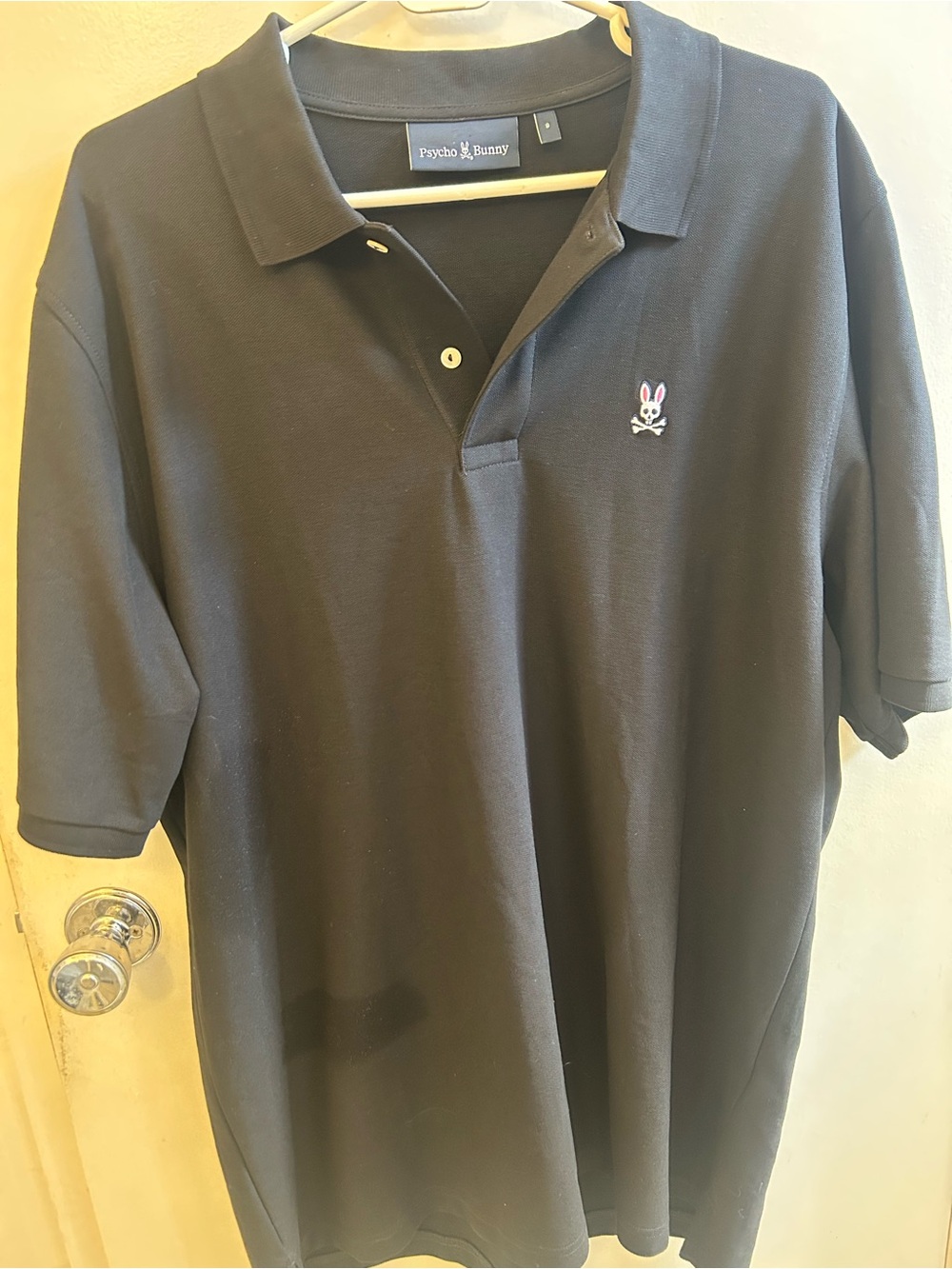 Psycho Bunny Black Polo with Small Embroidered Bunny Crest